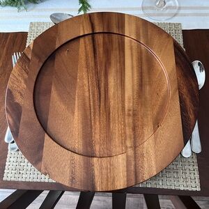 Four Threshold Brown Wooden Charger Plates! Add these to your dinnerware!